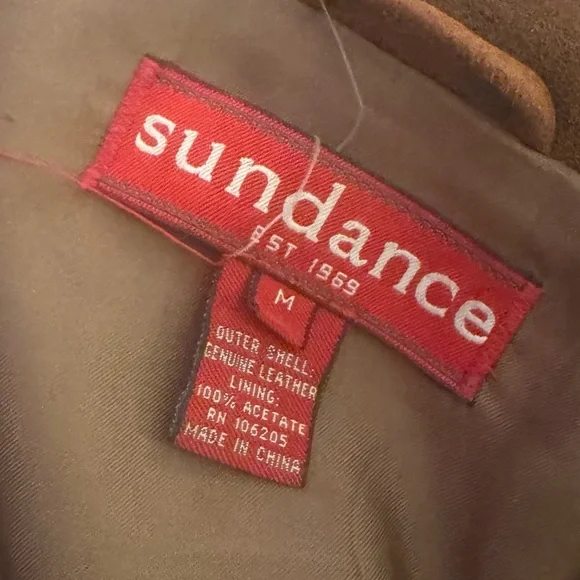 Sundance Brown leather Pea Coat - Picture 3 of 9